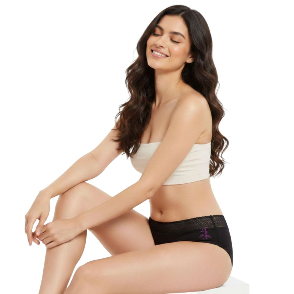 2 Pack Calzones menstruales de bambú negro flujo alto