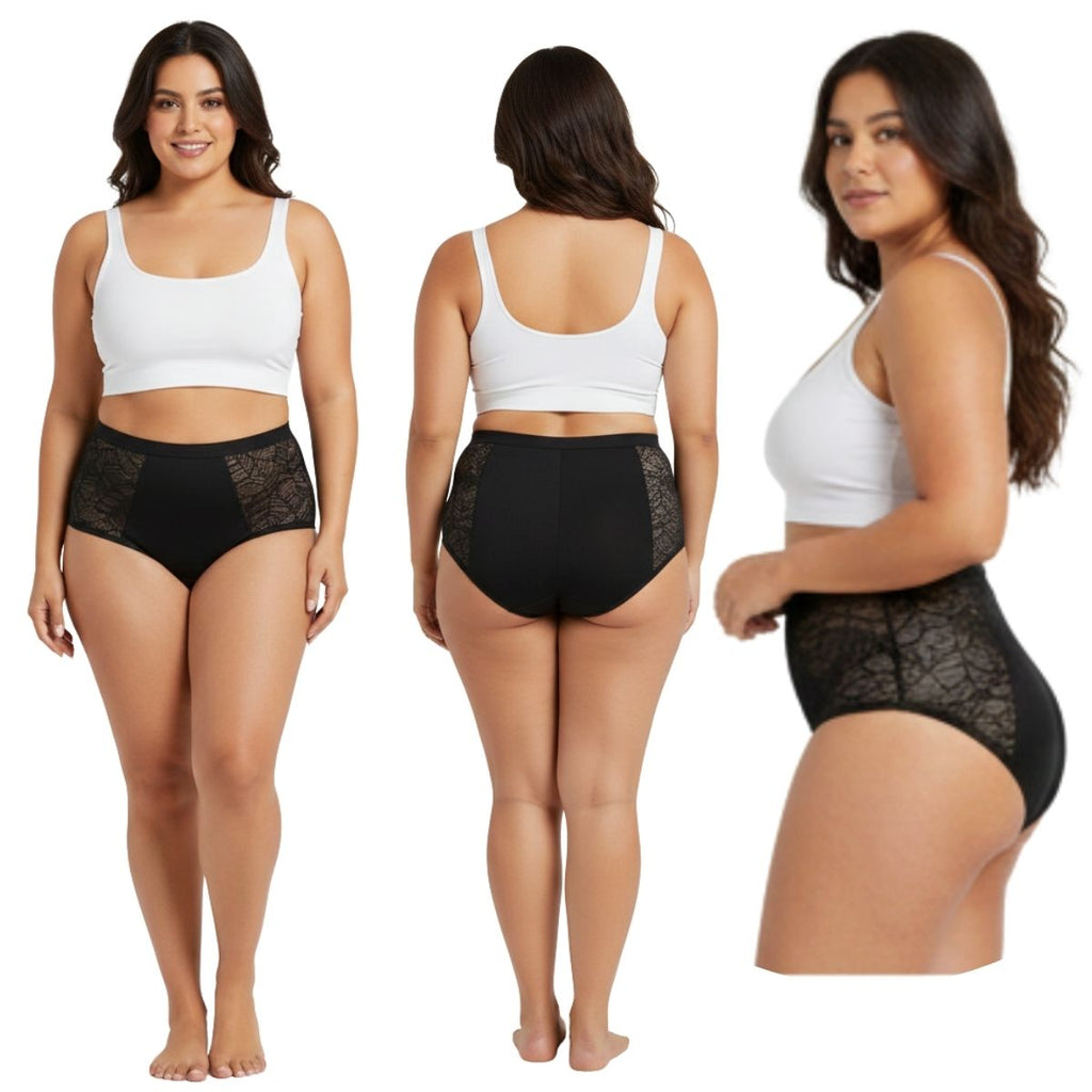 Kit Curvas con Confianza: 2 Panties Negros + 4 Toallas Día/Noche
