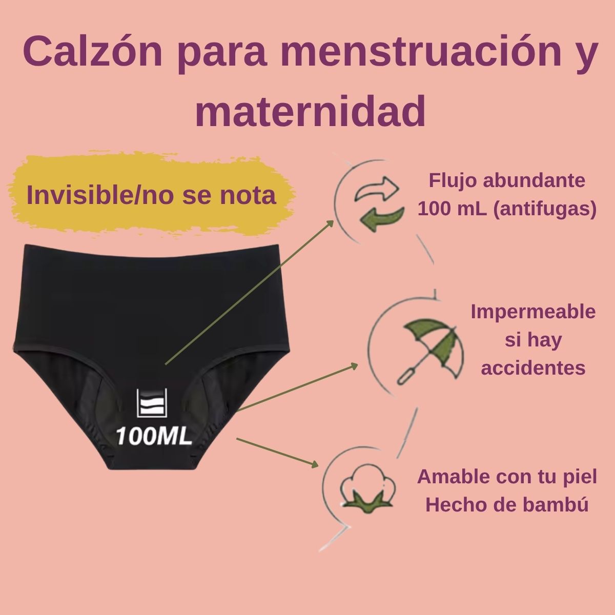 Calzon Incontinencia Urinaria Bambu Scentia Lavable 200ml