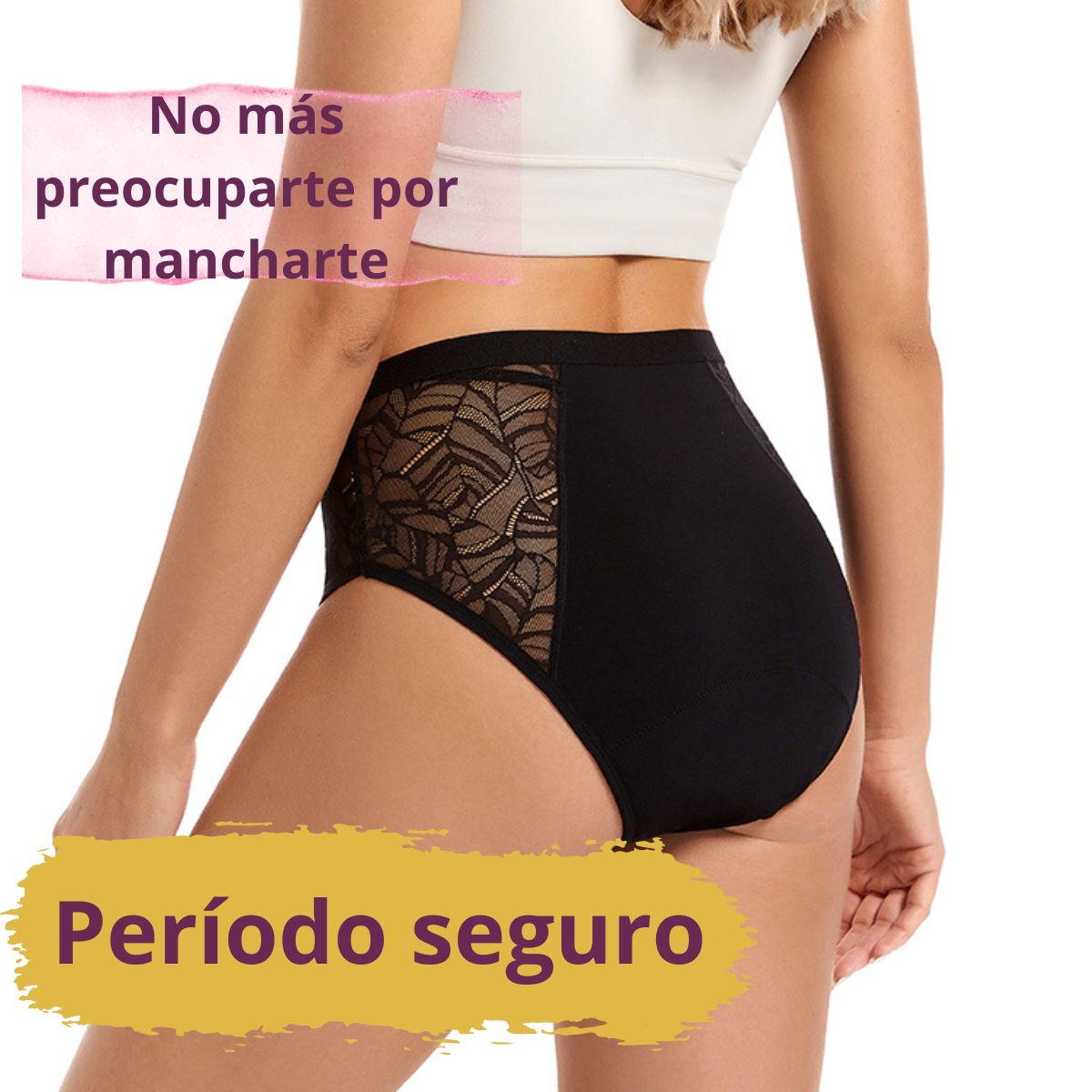 2 Pack Calzones Menstruales Bambú Scentia Encaje Sexy Flujo Alto Braga