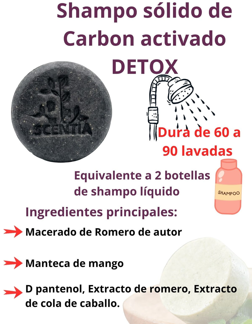 Shampoo Sólido Carbón Activado Detox Cabello Graso