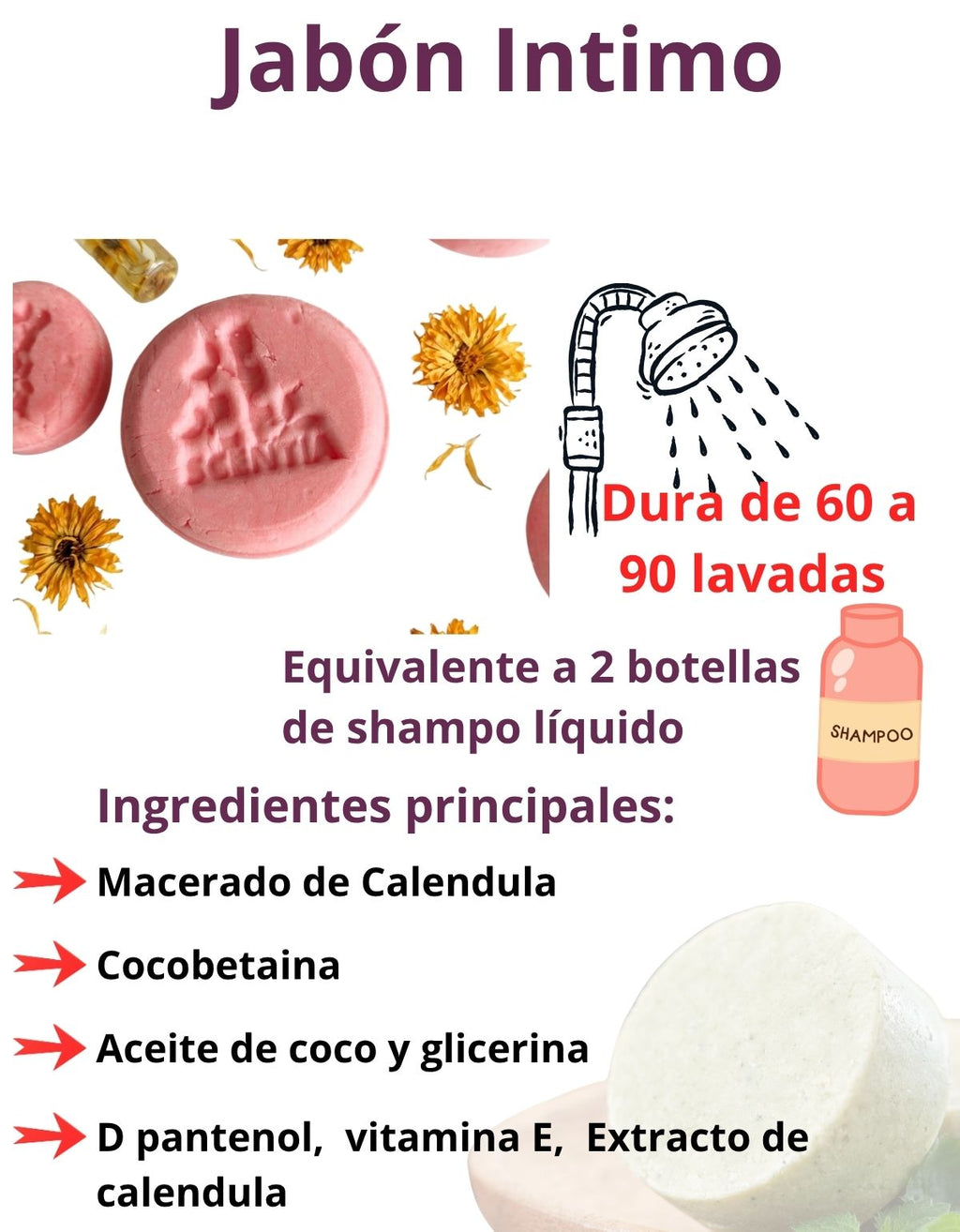 Jabón Íntimo Femenino Natural Frescura Calendula Lavanda