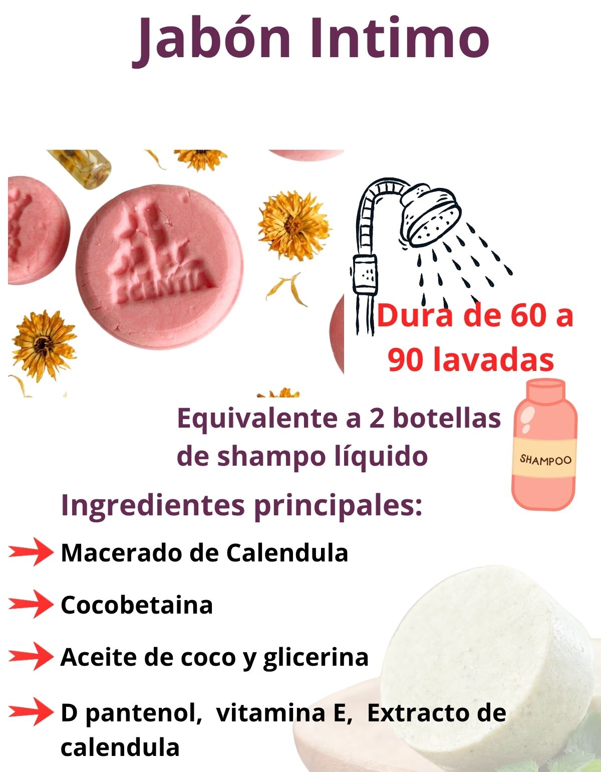Jabón Íntimo Femenino Natural Frescura Calendula Lavanda