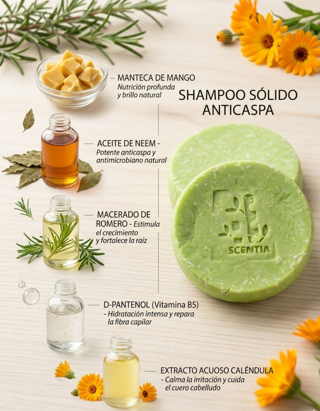 Champu Sólido Anticaspa Neem Control Sebo Caspa