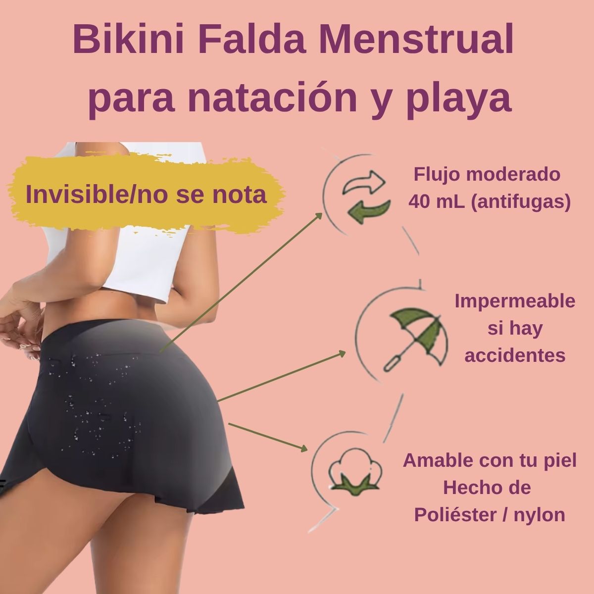 Traje de Baño Menstrual  con falda Scentia antiolores