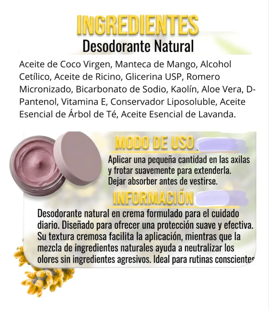 Desodorante Natural Sin Aluminio Mango Aloe Scentia Mujer