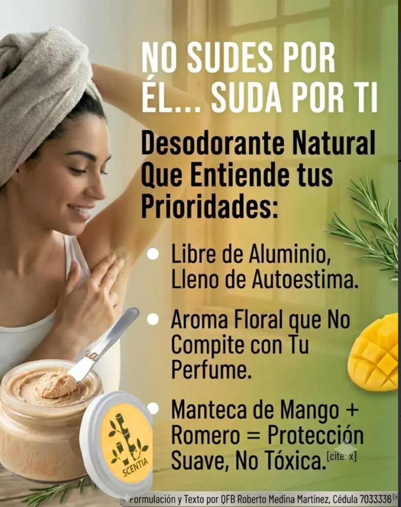Desodorante Natural Sin Aluminio Mango Aloe Scentia Mujer