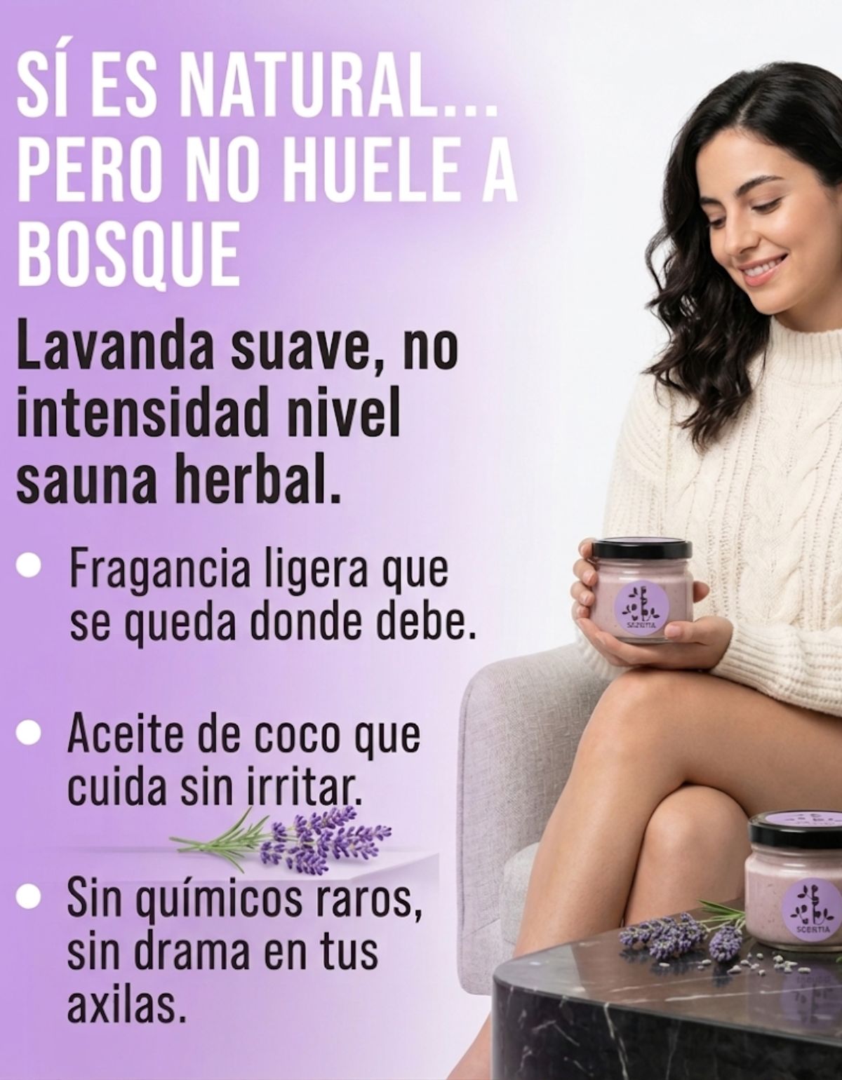 Desodorante Natural Sin Aluminio Lavanda Aloe Scentia Mujer