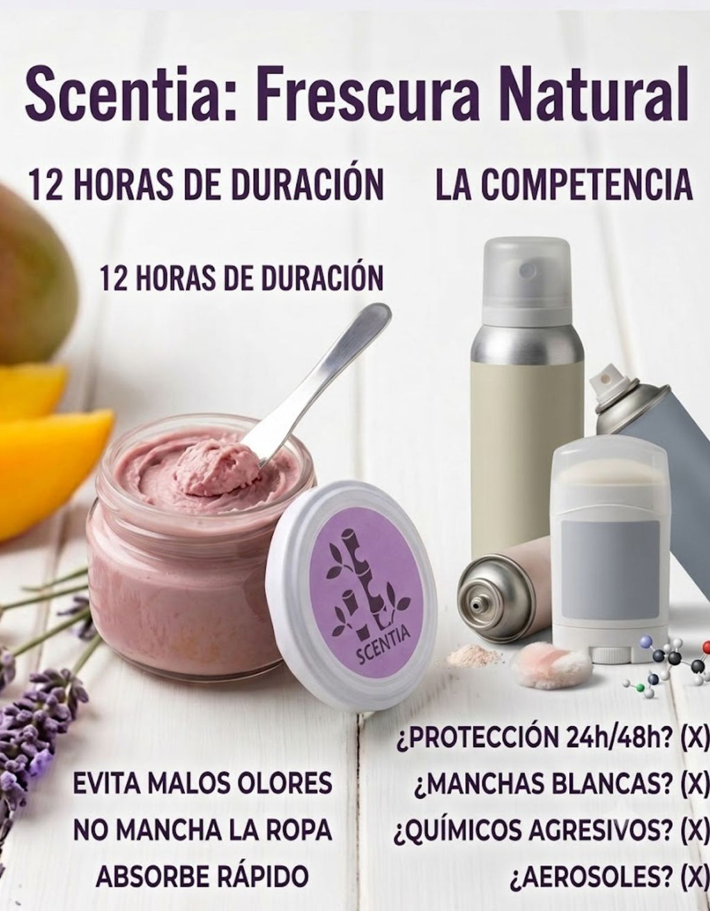 Desodorante Natural Sin Aluminio Lavanda Aloe Scentia Mujer