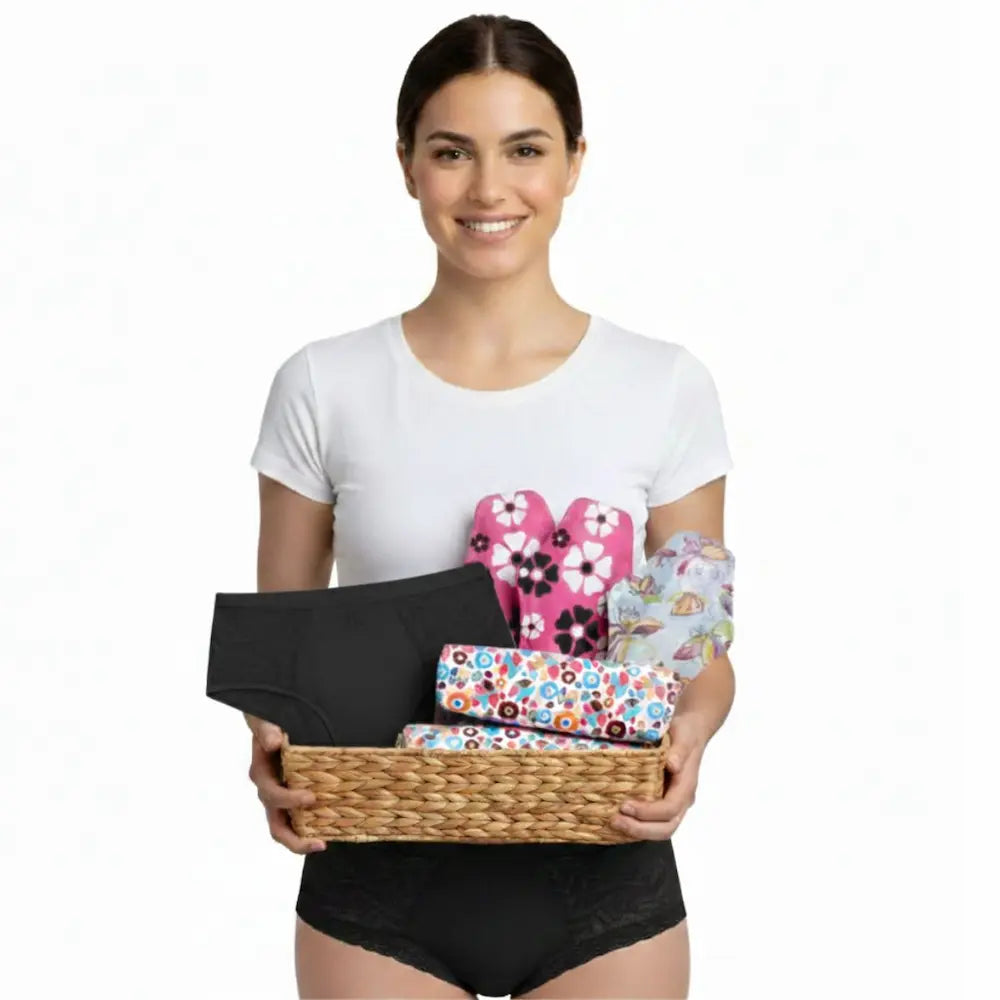 Kit Curvas con Confianza: 2 Panties Negros + 4 Toallas Día/Noche