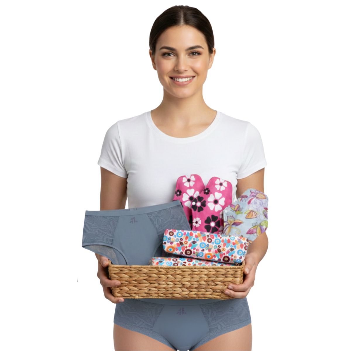 Kit Curvas con Confianza: 2 Panties Azules + 4 Toallas Día/Noche