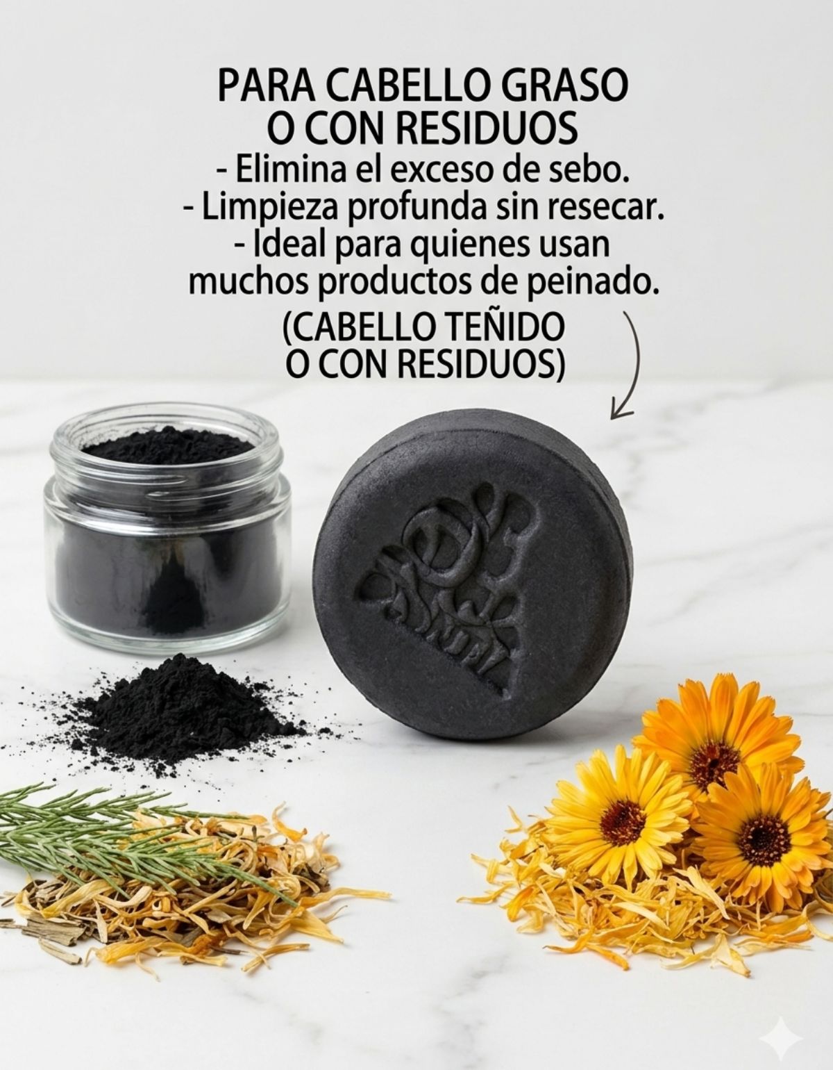 Shampoo Sólido Carbón Activado Detox Cabello Graso