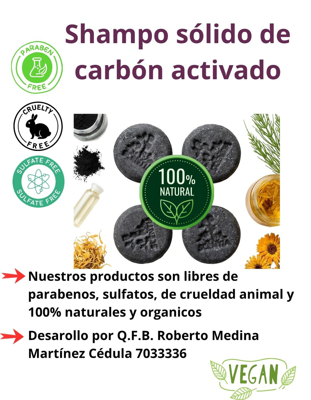 Shampoo Sólido Carbón Activado Detox Cabello Graso