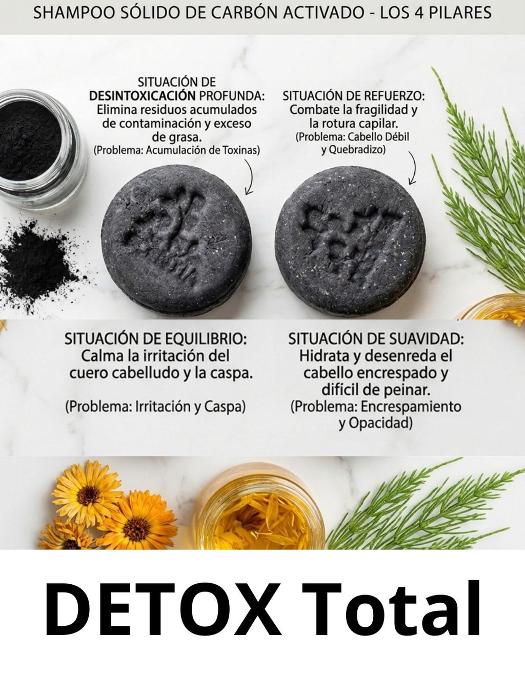 Shampoo Sólido Carbón Activado Detox Cabello Graso