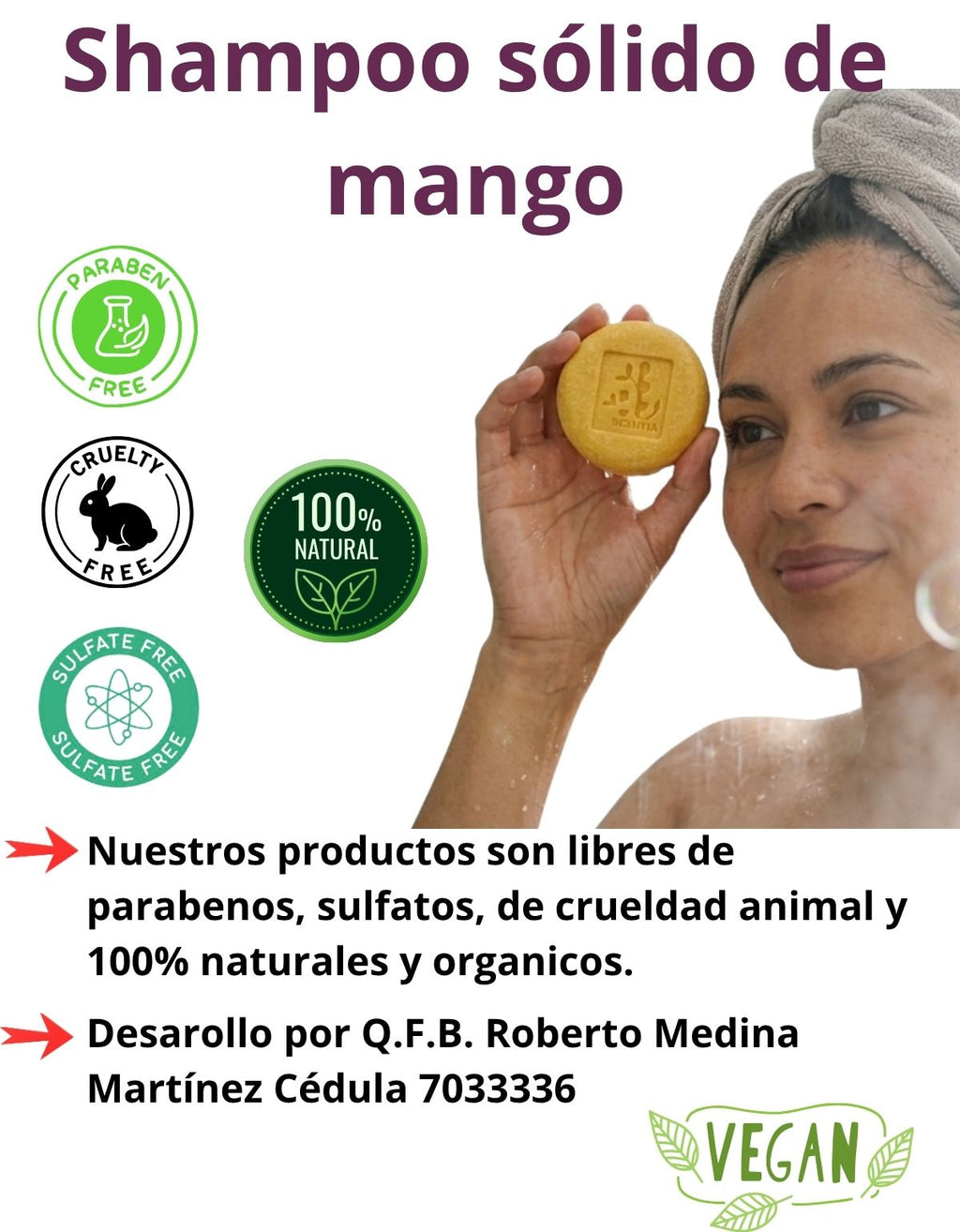 Shampoo Sólido Mango Control Frizz Cabello Seco Scentia