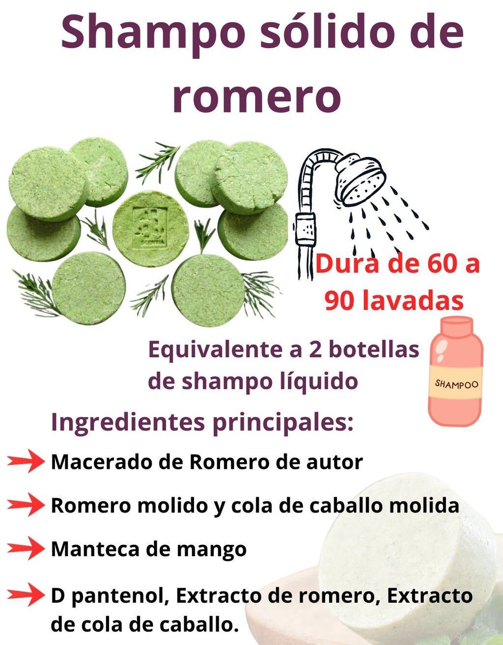 KIT SHAMPOO Y ACONDICIONADOR SOLIDO ROMERO Y COCO FORTALECEDOR