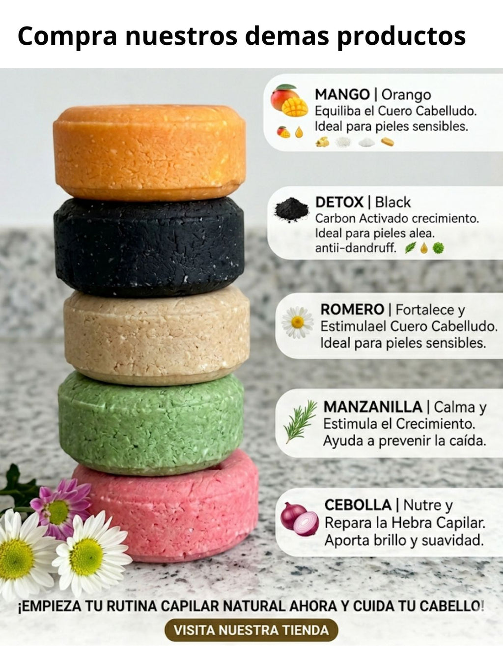 Shampoo Sólido Cebolla Romero Anticaída Crecimiento Scentia