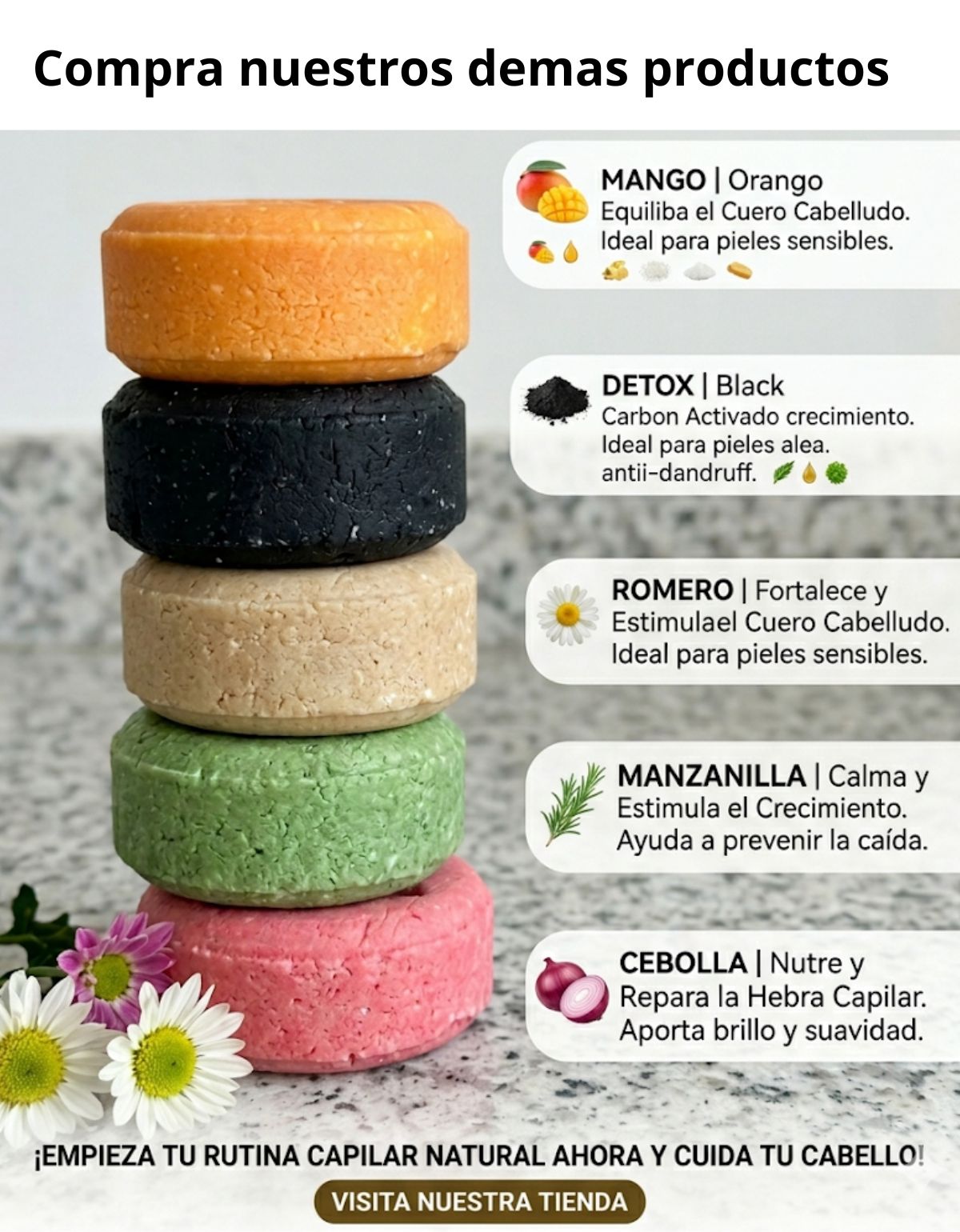 Shampoo Sólido Cebolla Romero Anticaída Crecimiento Scentia