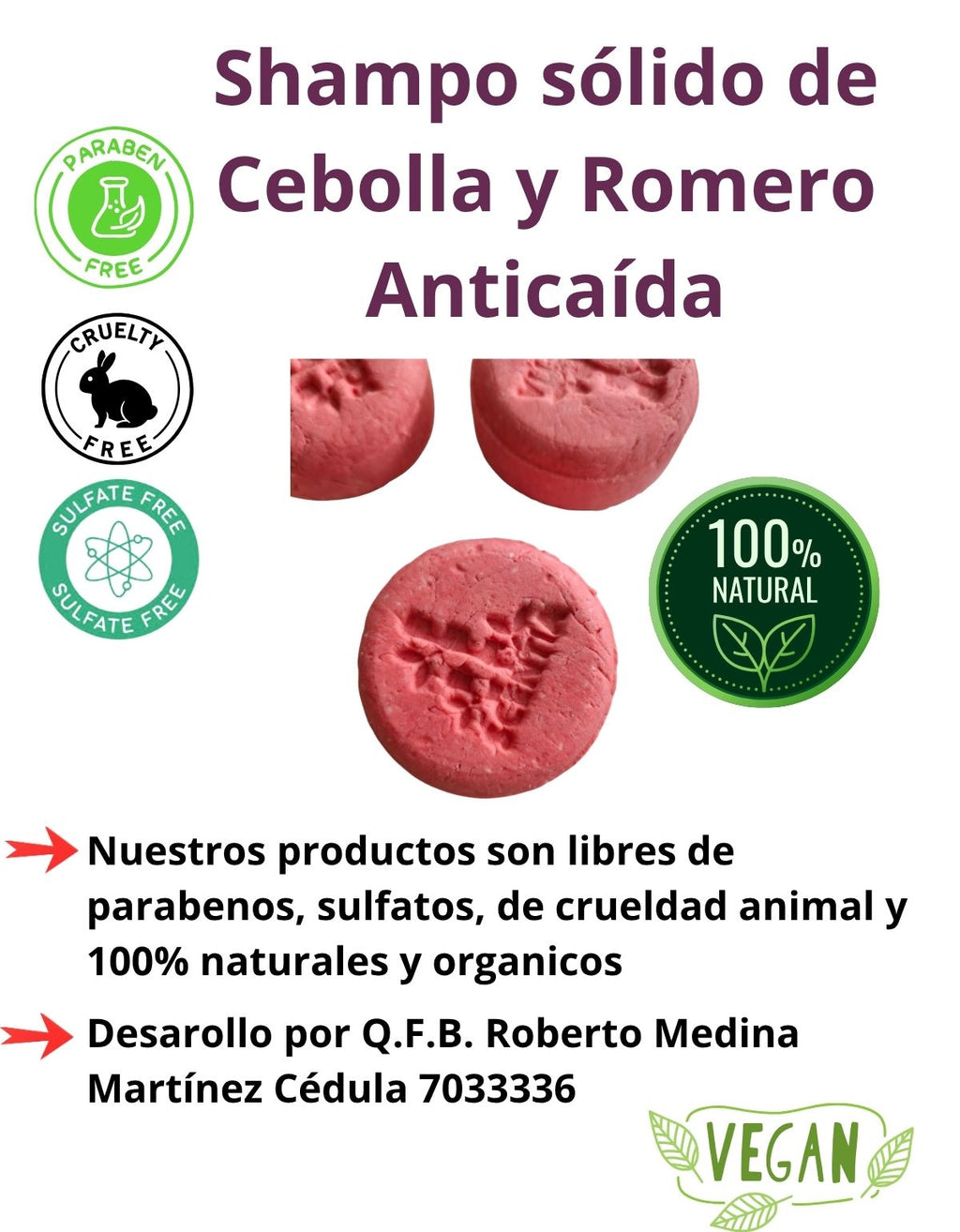 Shampoo Sólido Cebolla Romero Anticaída Crecimiento Scentia