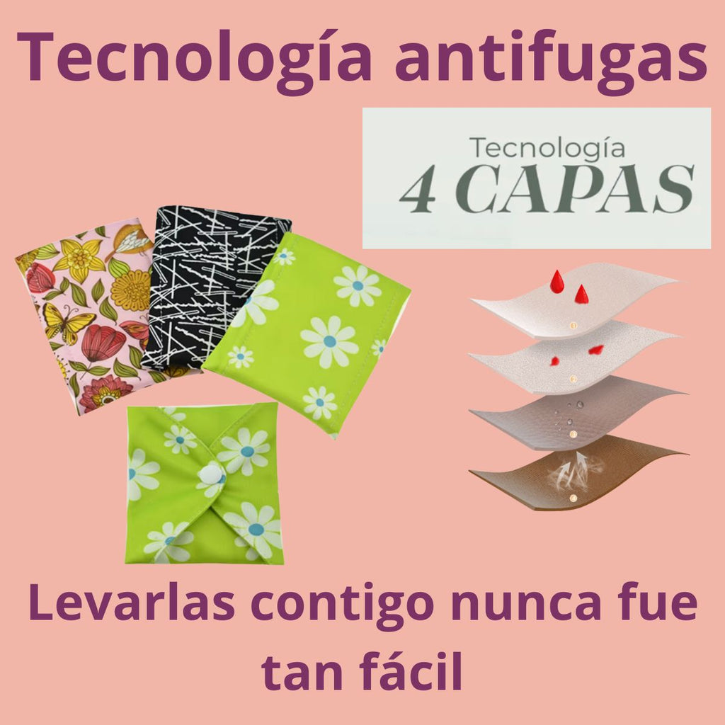 Kit Libertad: 3 calzones menstruales negros + 4 toallas de bambú