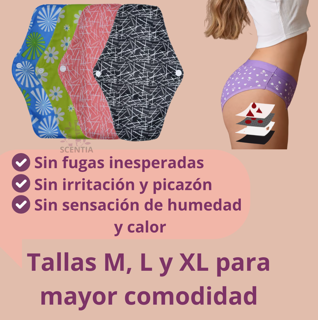 7 Toallas Sanitarias Reutilizables Fibra de Bambú Menstruales