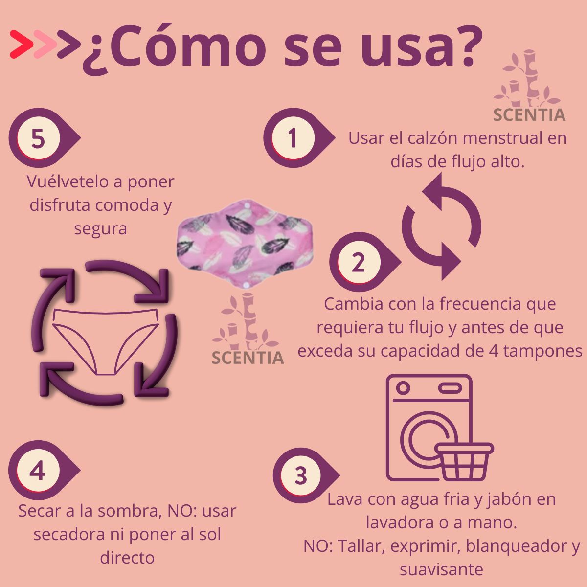 7 Toallas Sanitarias Reutilizables Fibra de Bambú Menstruales