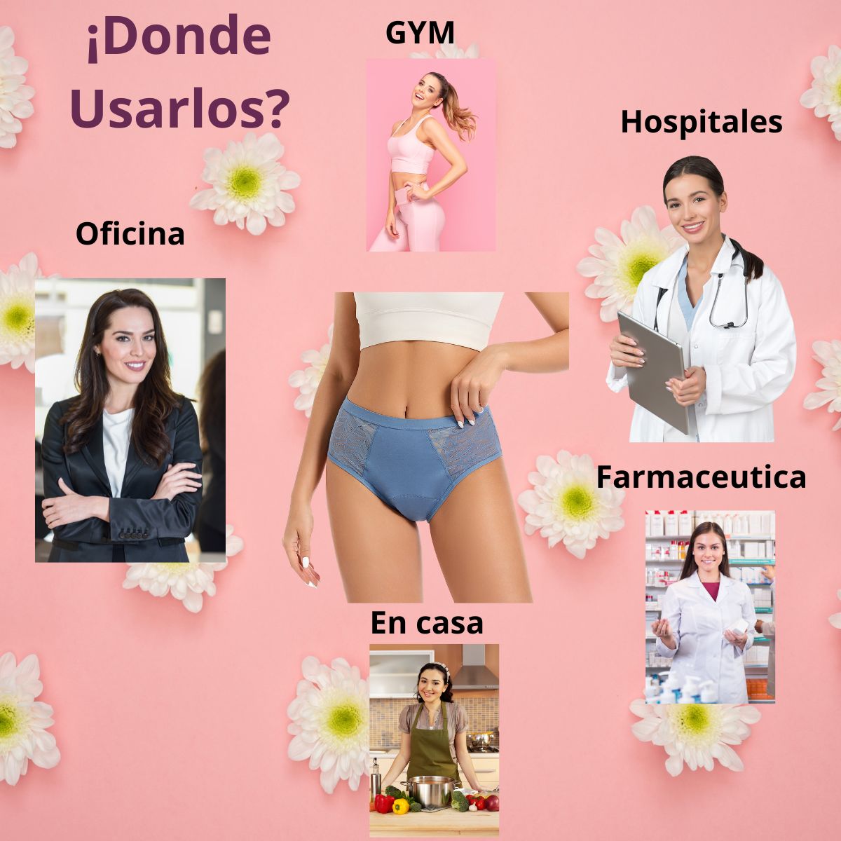 Kit Curvas con Confianza: 2 Panties Azules + 4 Toallas Día/Noche