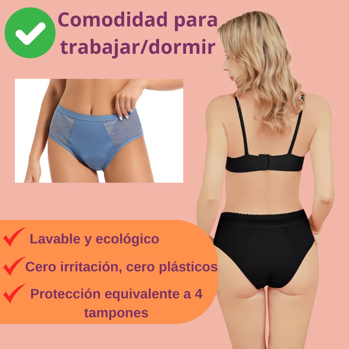Kit Curvas con Confianza: 2 Panties Azules + 4 Toallas Día/Noche